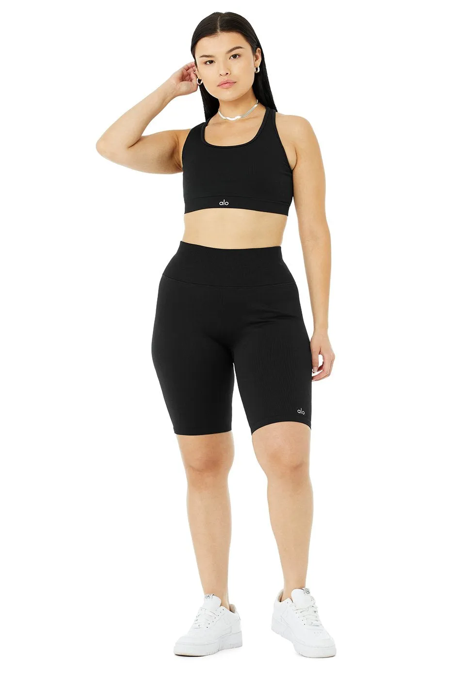 Seamless Ribbed Bra & 7" Seamless High-Waist Ribbed Biker Short Set