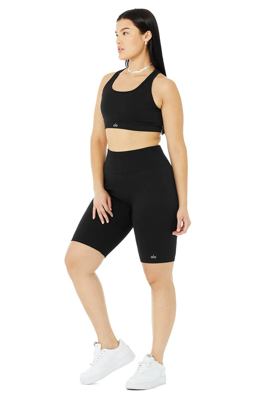 Seamless Ribbed Bra & 7" Seamless High-Waist Ribbed Biker Short Set