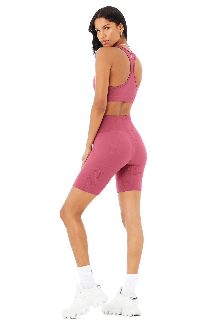 Seamless Ribbed Bra & 7" Seamless High-Waist Ribbed Biker Short Set