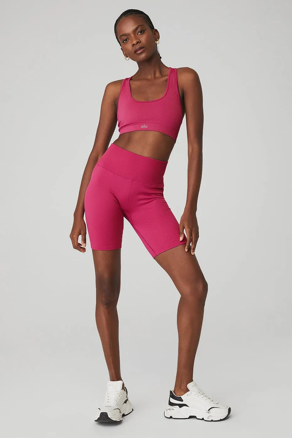 Seamless Ribbed Bra & 7" Seamless High-Waist Ribbed Biker Short Set