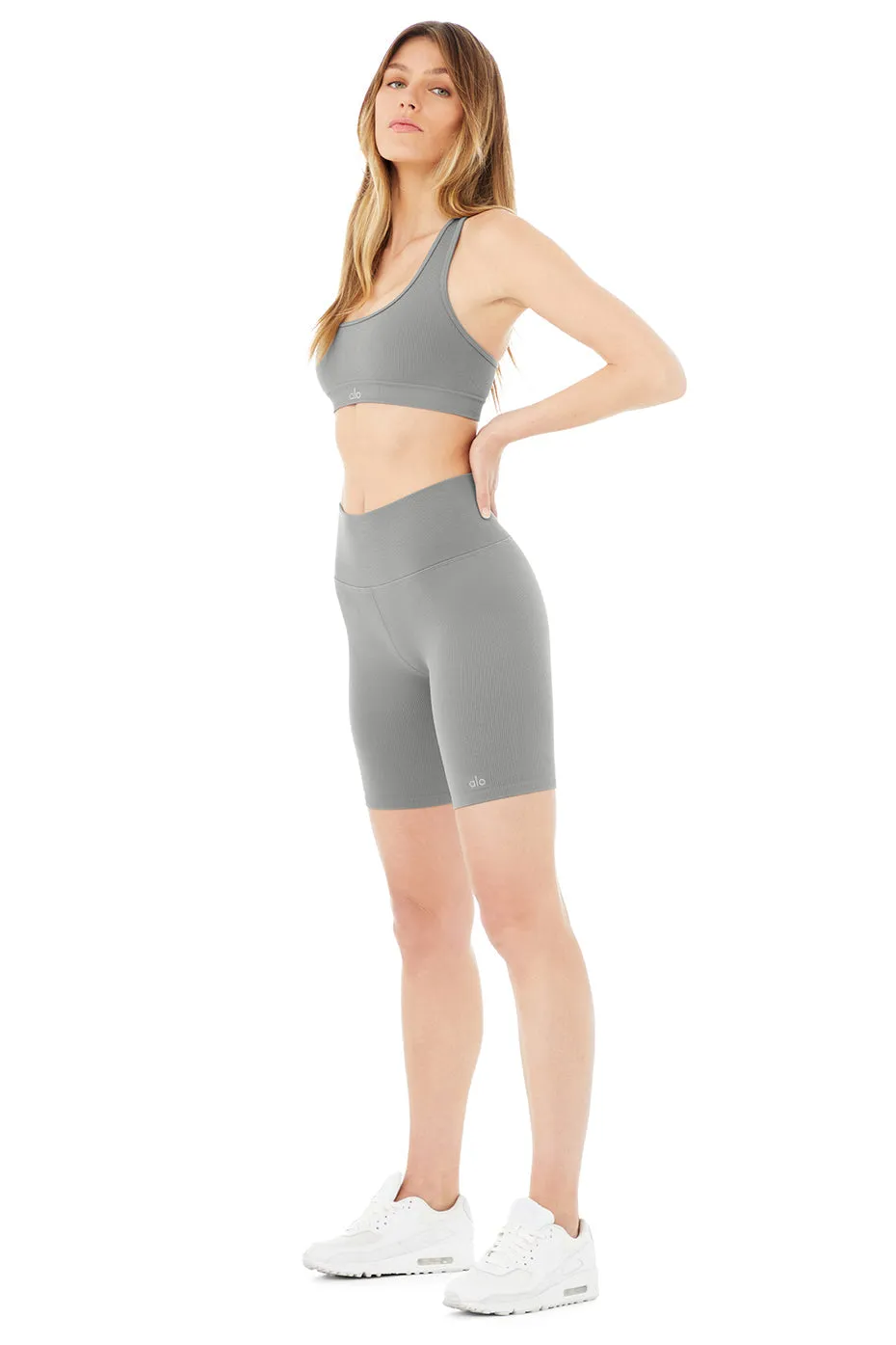 Seamless Ribbed Bra & 7" Seamless High-Waist Ribbed Biker Short Set