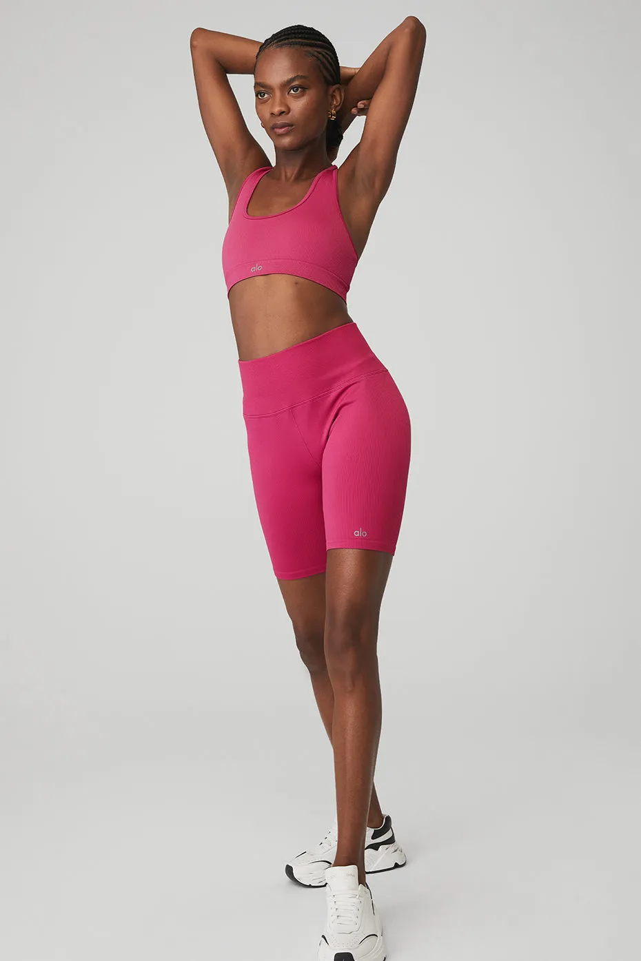 Seamless Ribbed Bra & 7" Seamless High-Waist Ribbed Biker Short Set