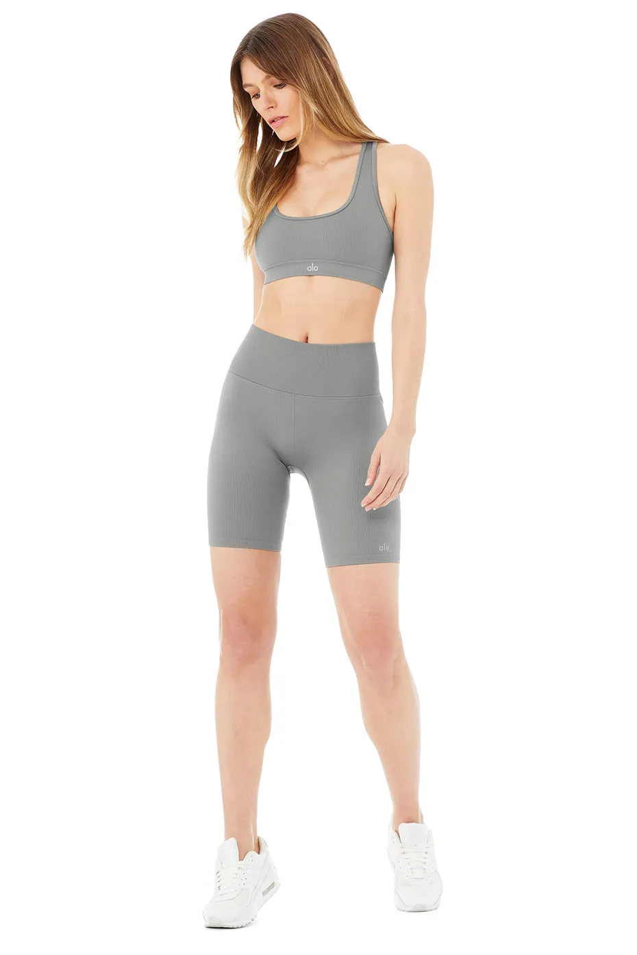 Seamless Ribbed Bra & 7" Seamless High-Waist Ribbed Biker Short Set