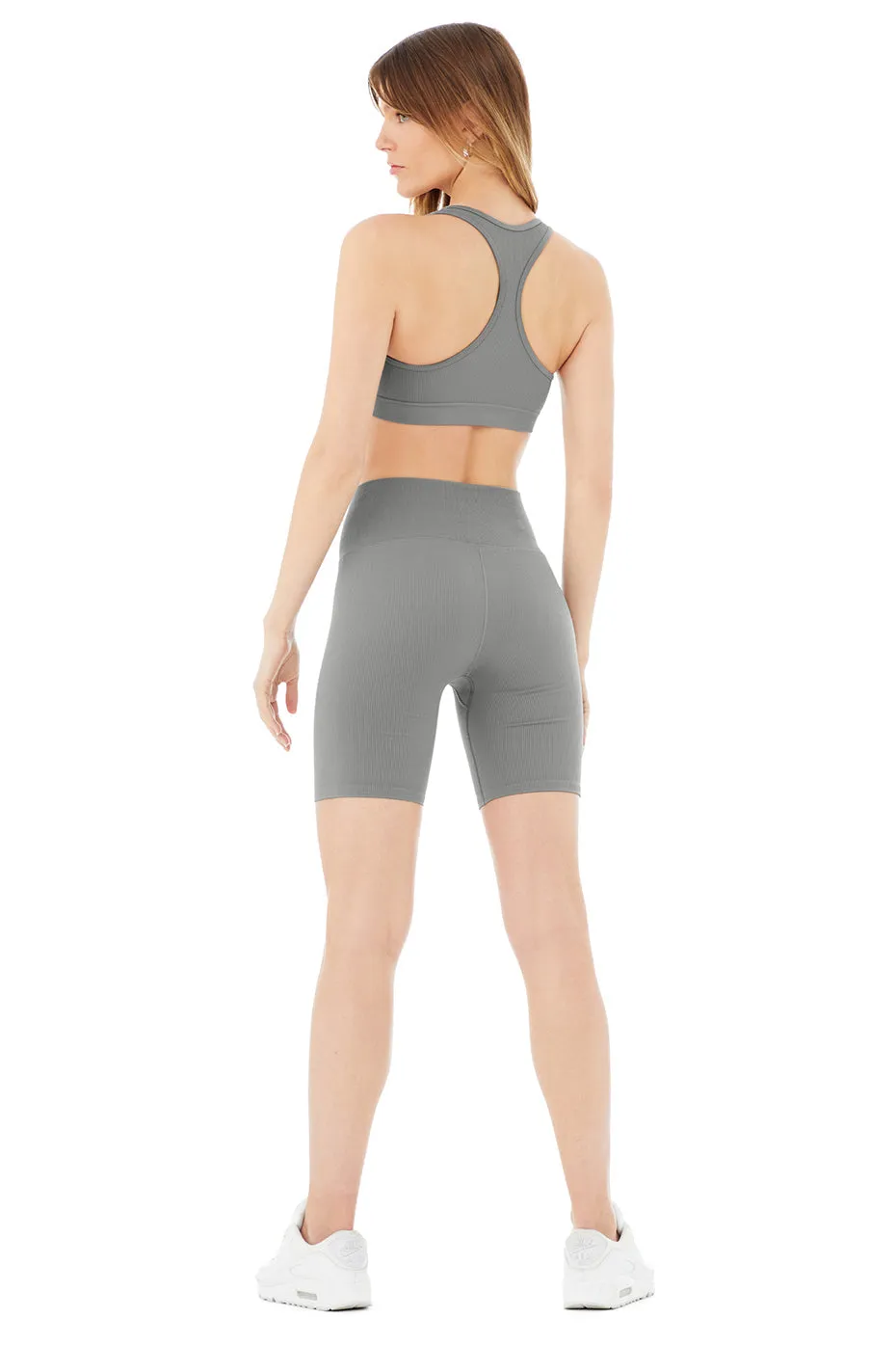 Seamless Ribbed Bra & 7" Seamless High-Waist Ribbed Biker Short Set