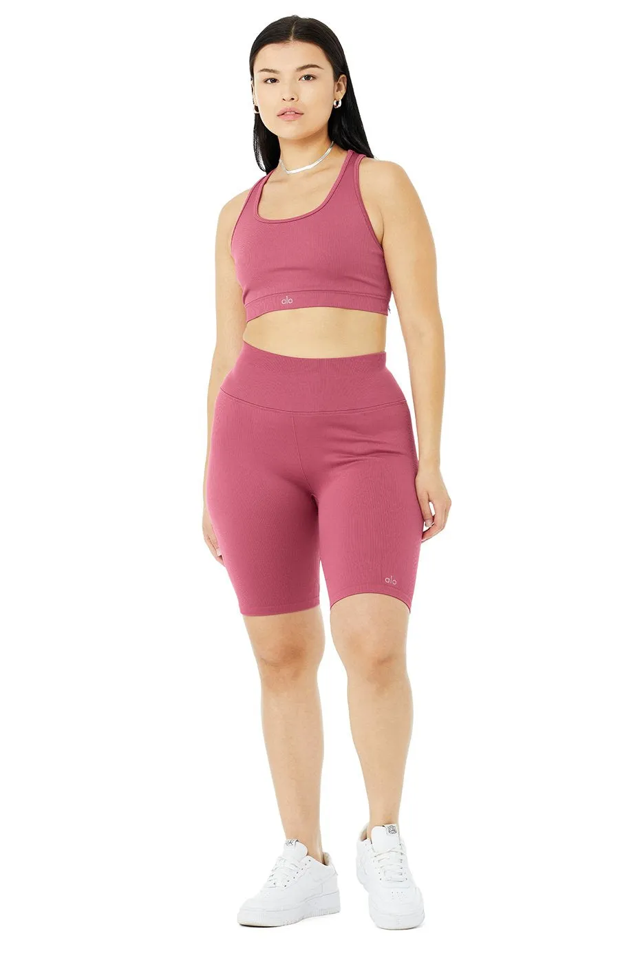 Seamless Ribbed Bra & 7" Seamless High-Waist Ribbed Biker Short Set