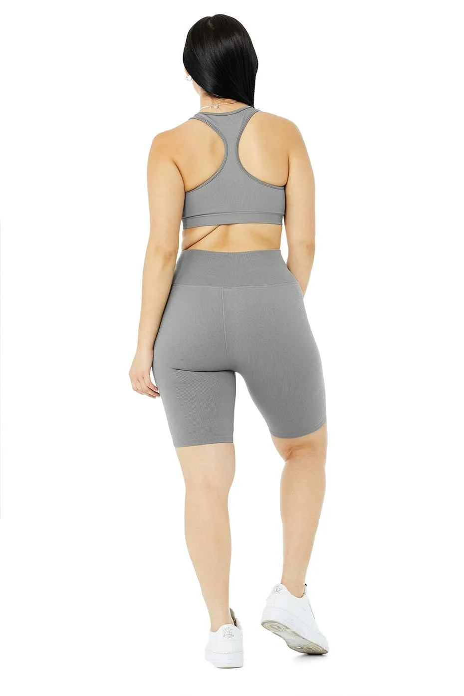 Seamless Ribbed Bra & 7" Seamless High-Waist Ribbed Biker Short Set