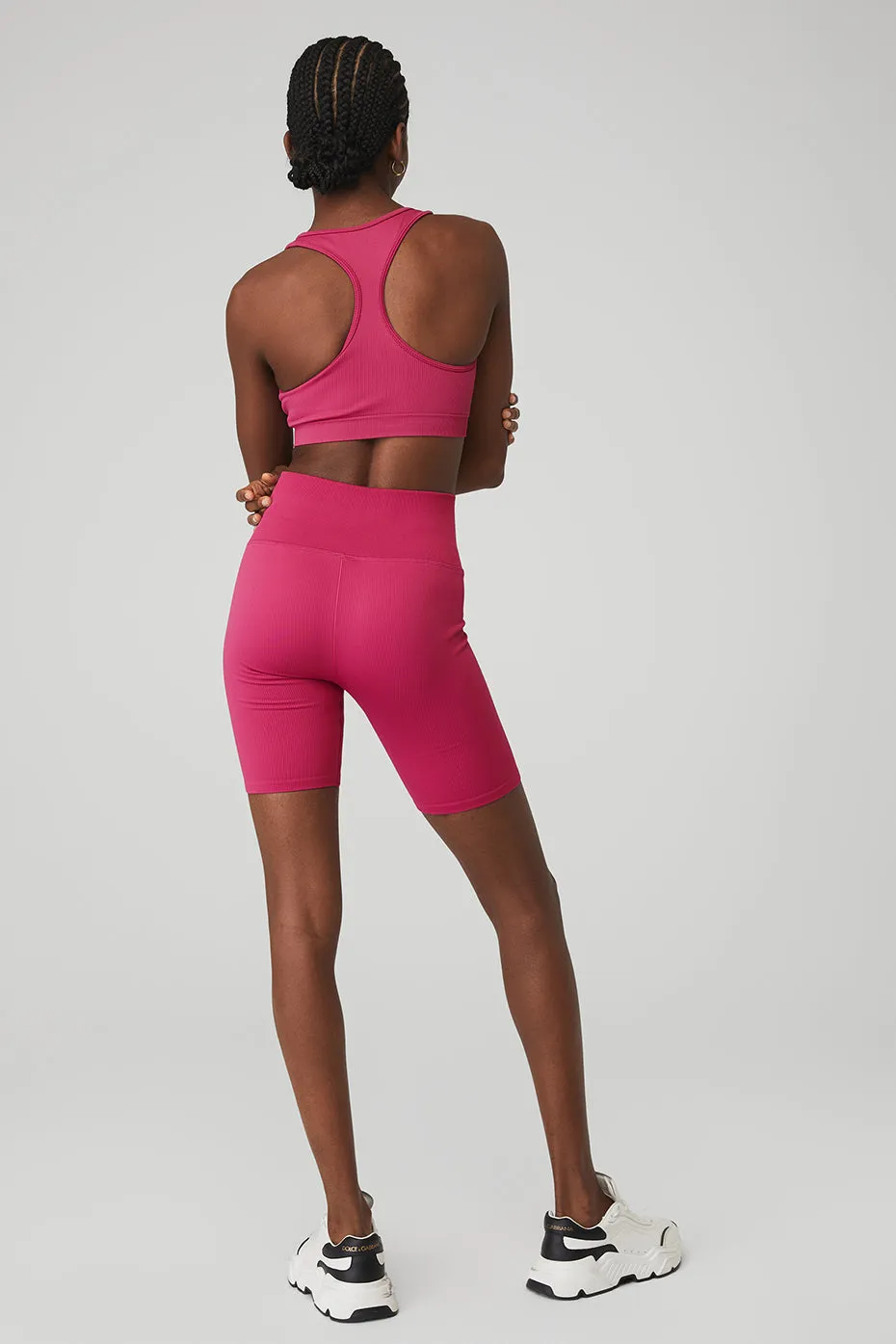 Seamless Ribbed Bra & 7" Seamless High-Waist Ribbed Biker Short Set