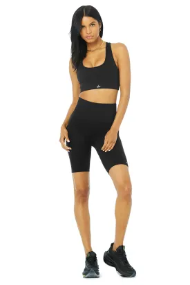 Seamless Ribbed Bra & 7" Seamless High-Waist Ribbed Biker Short Set