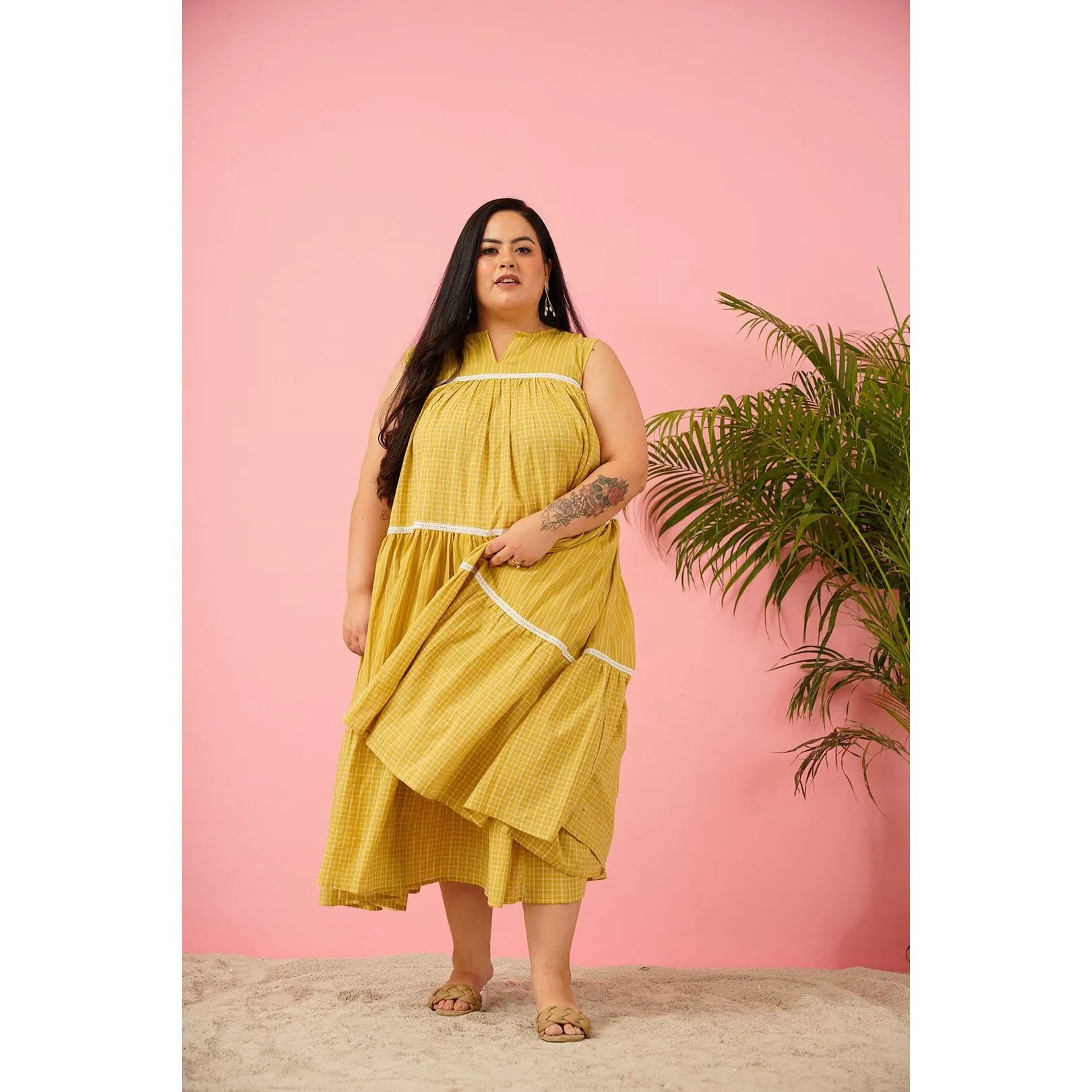 Summer Style Yellow Cotton Dress