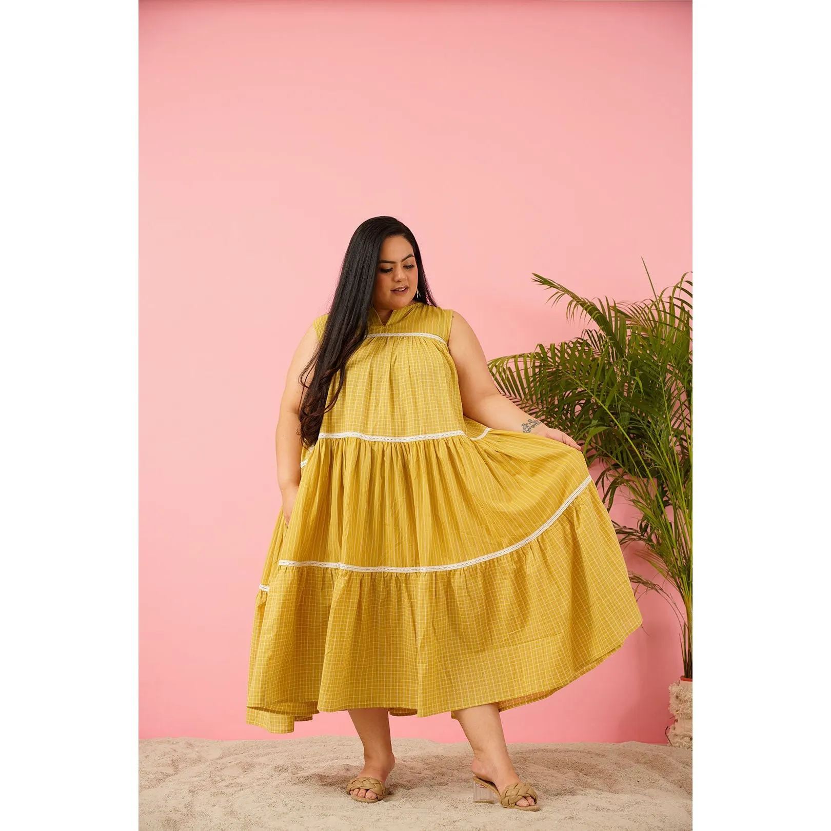 Summer Style Yellow Cotton Dress