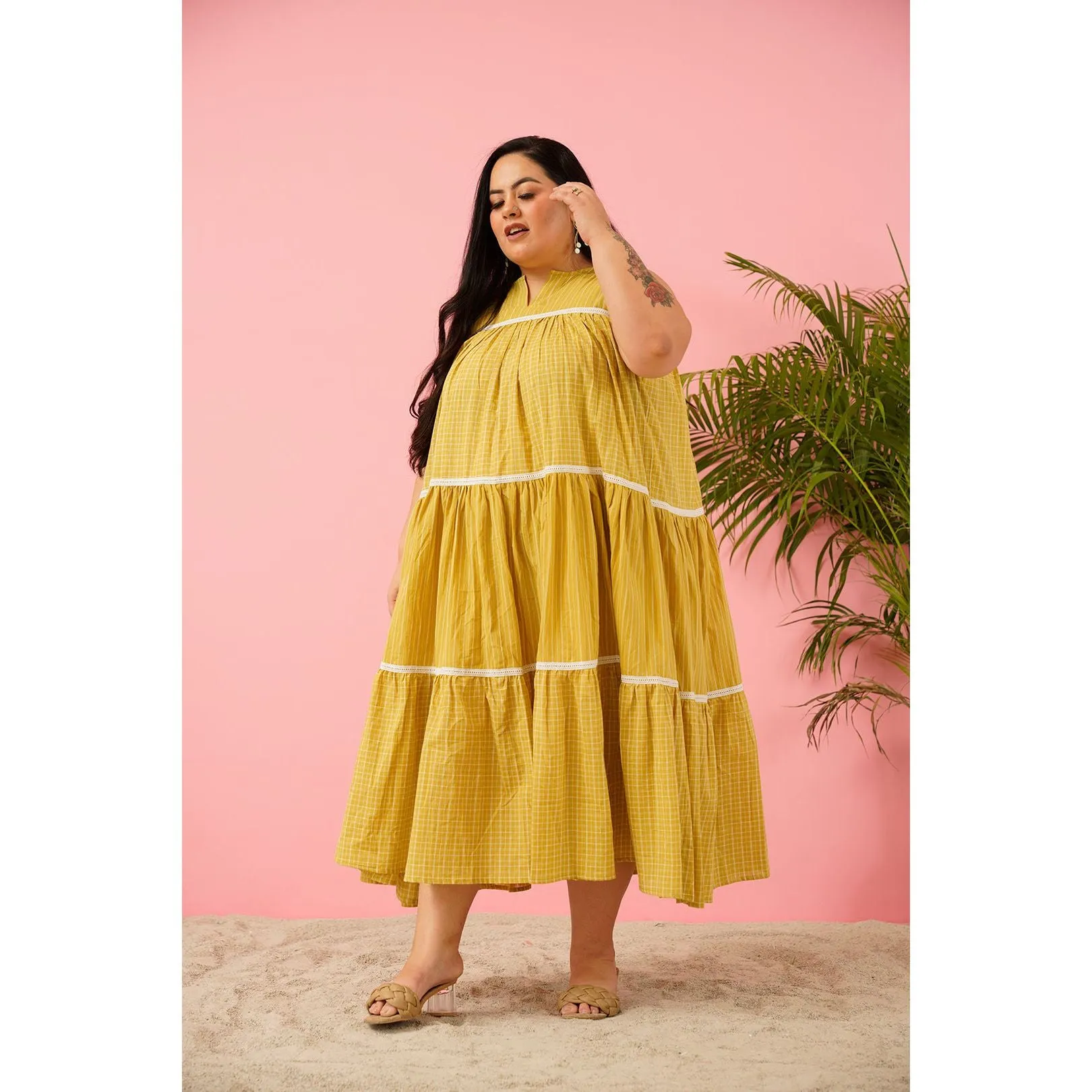 Summer Style Yellow Cotton Dress