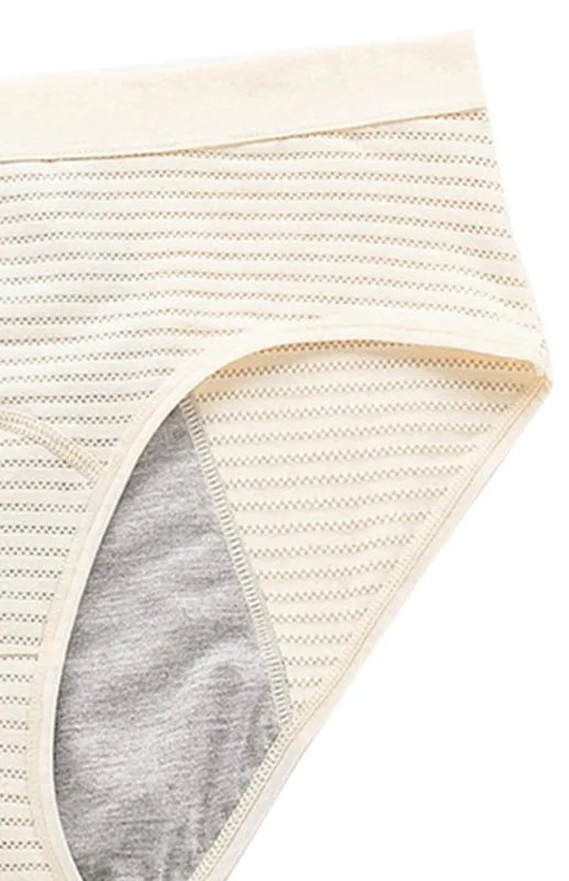 Women Breathable Striped Cotton Panties