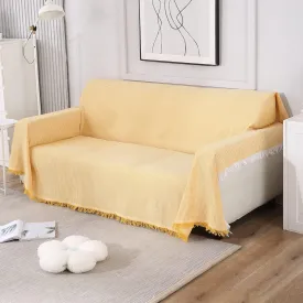 Yellow Polycotton Sofa Throw | Soft & Durable