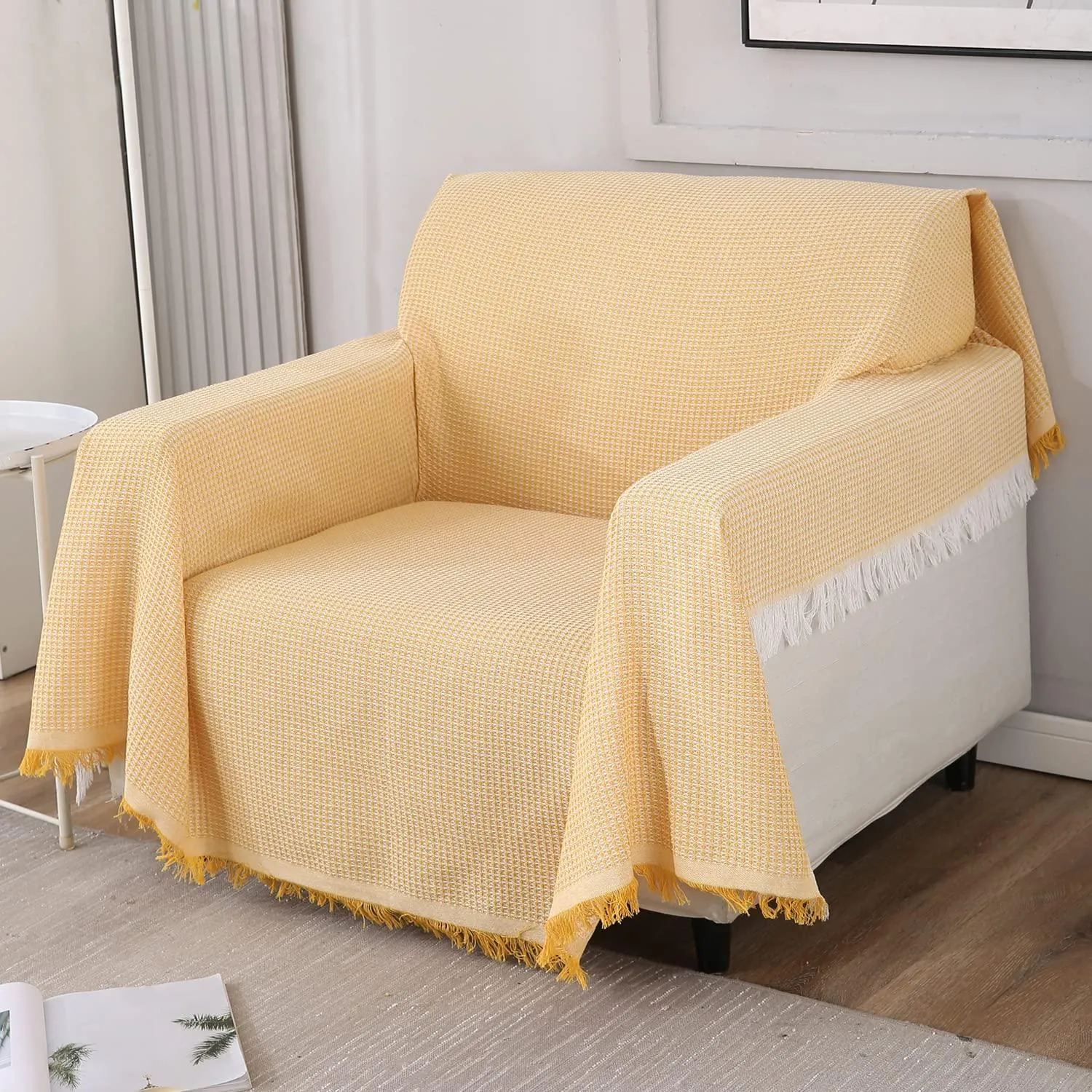 Yellow Polycotton Sofa Throw | Soft & Durable