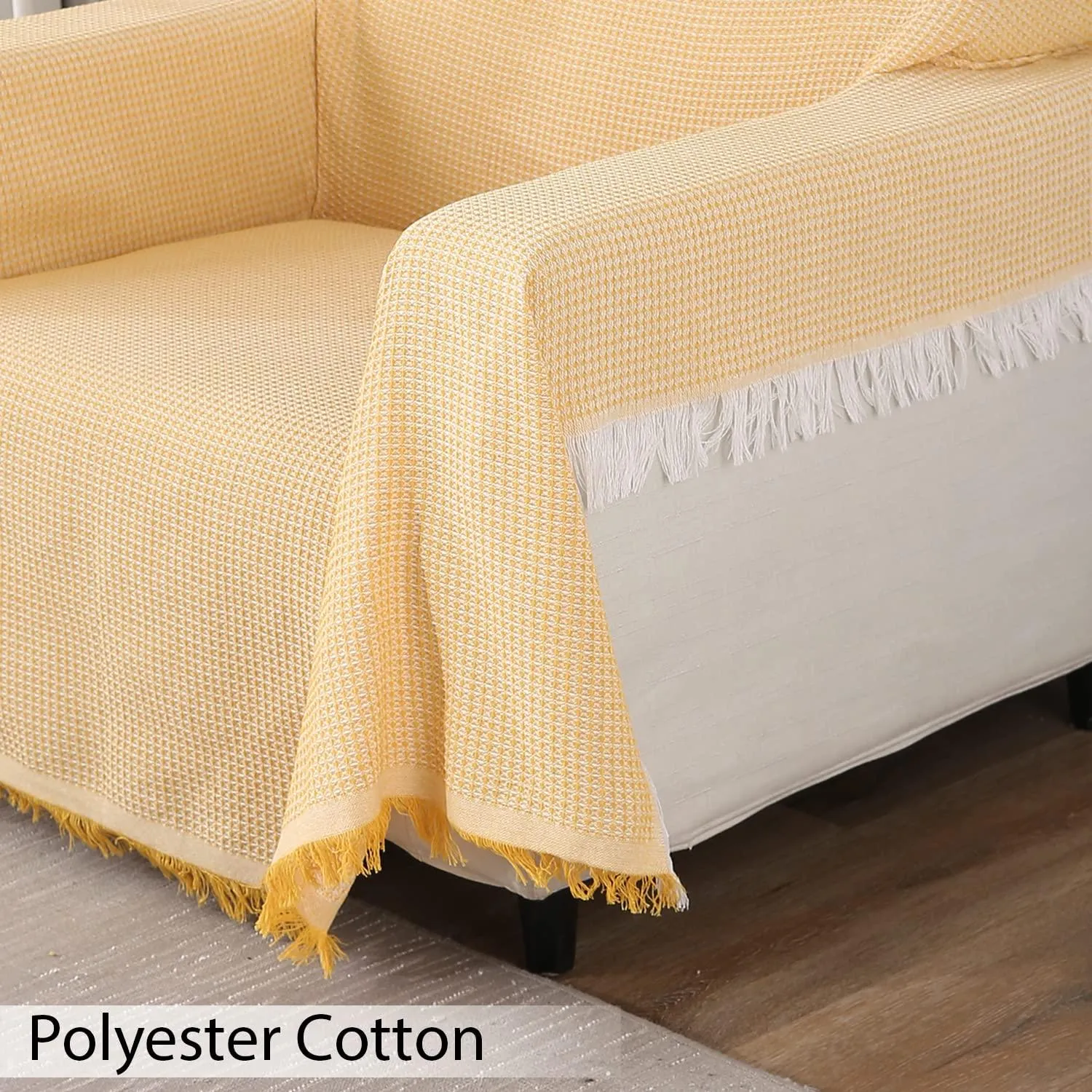 Yellow Polycotton Sofa Throw | Soft & Durable